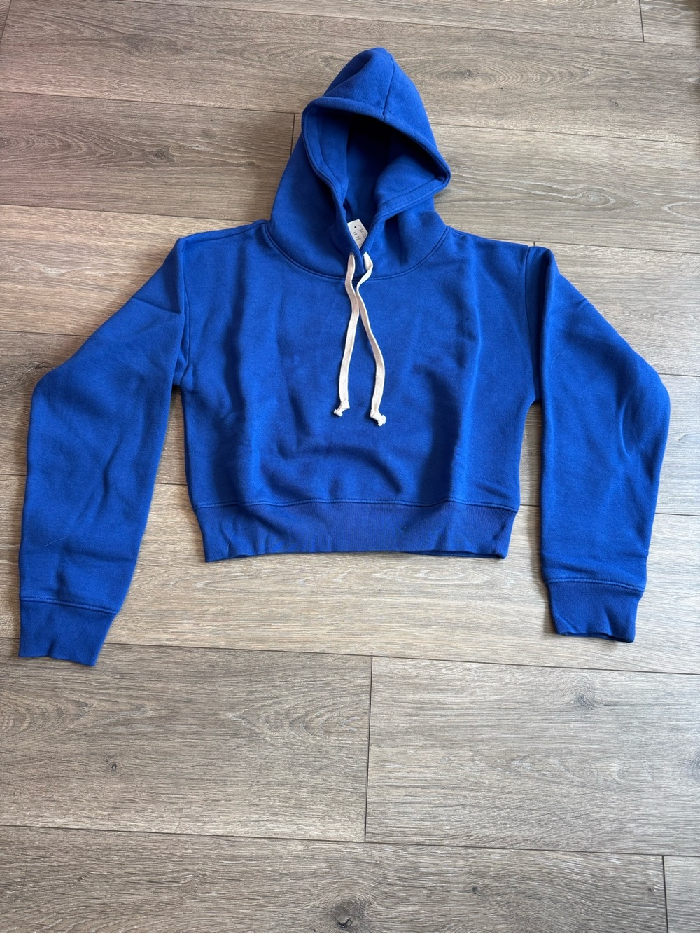 J.Crew Heritage fleece cropped hoodie in Harbor View NWT Small - Picture 2 of 11
